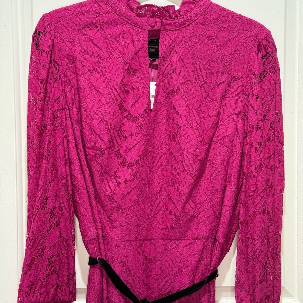 Maggy London Pink Lace Midi Dress Sz 14